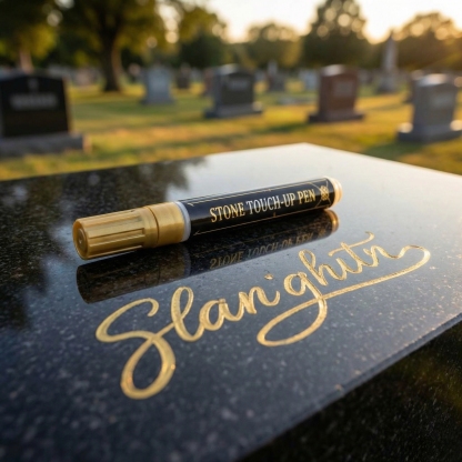 Golden Tombstone Marker Pen for Restoring Faded Grave Inscriptions
