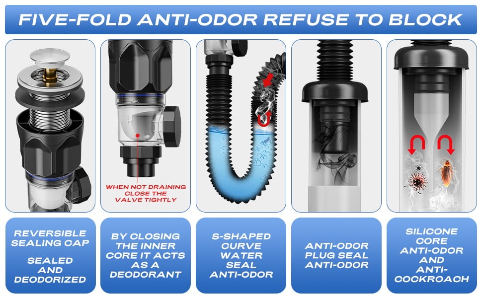 🔥LAST DAY 49% OFF - 🛠️🚰 Bathroom Sink Drain Kit with Flexible Anti-Odor P-Trap