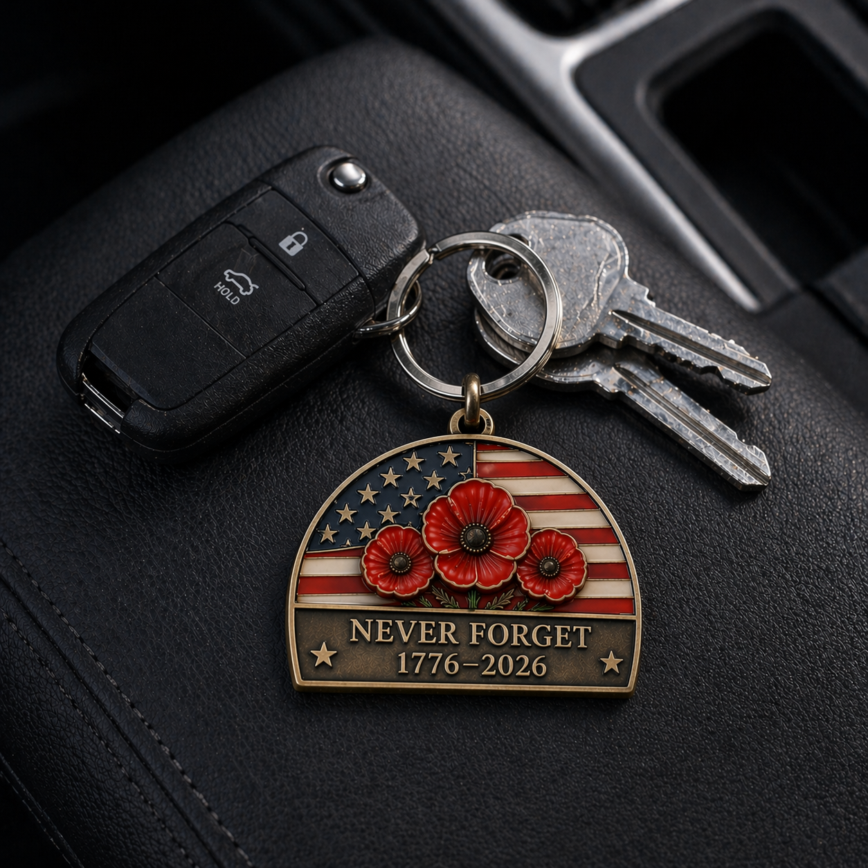 🇺🇸 America 250 Memorial Poppy Keychain – Gift Box Included