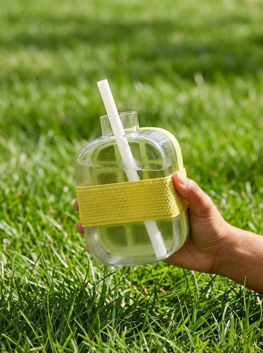 Silicone Squeeze Ice Cube Cup - Easy-Release Portable Ice Bucket & Mold with Lid