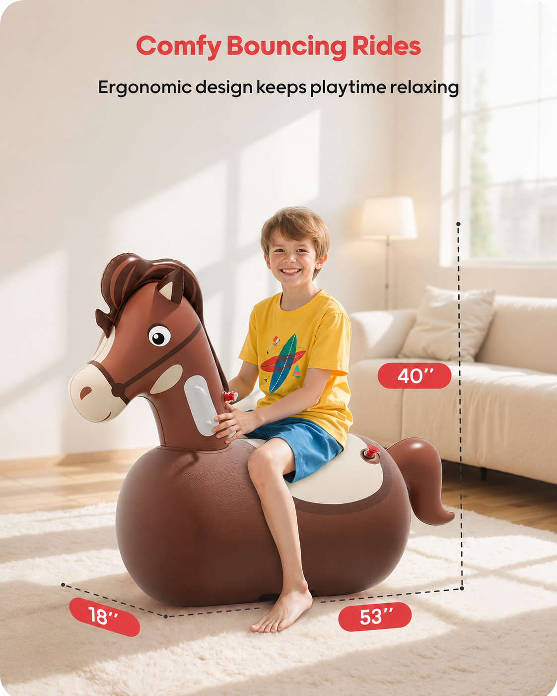 🔥LAST DAY 59% OFF🔥Inflatable Bouncy Horse Ride-On Toy for Kids 🐴