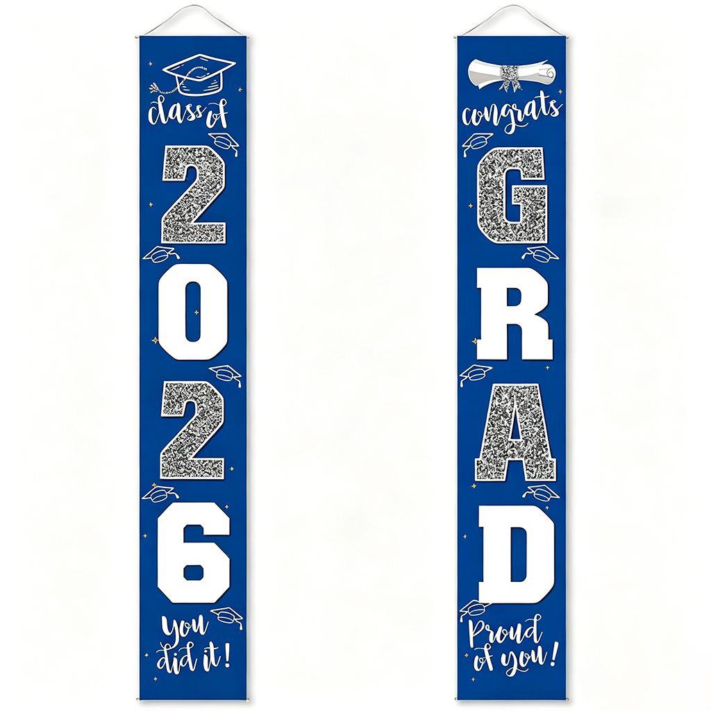 🔥LAST DAY 50% OFF - 🎓Class of 2026 Graduation Banner | Congrats Grad Front Door Porch Decor for Graduation Party (✨Set of 2)