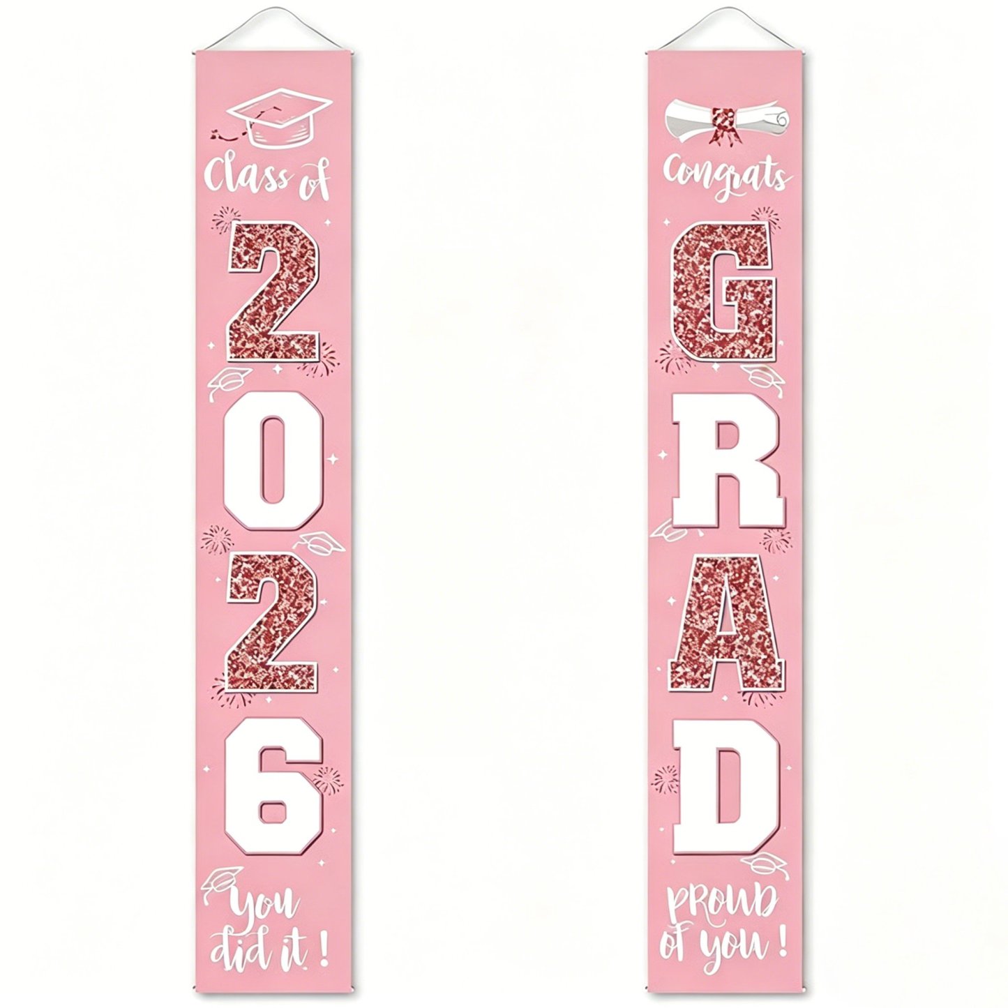 🔥LAST DAY 50% OFF - 🎓Class of 2026 Graduation Banner | Congrats Grad Front Door Porch Decor for Graduation Party (✨Set of 2)