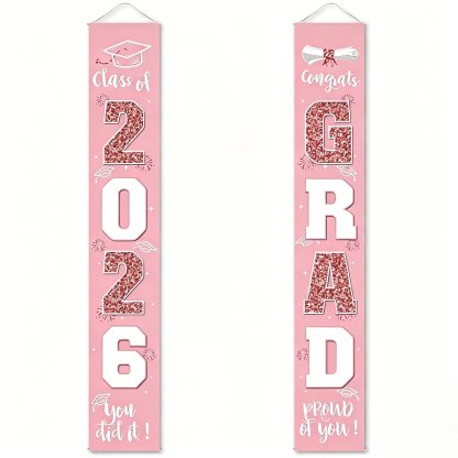🔥LAST DAY 50% OFF - 🎓Class of 2026 Graduation Banner | Congrats Grad Front Door Porch Decor for Graduation Party (✨Set of 2)