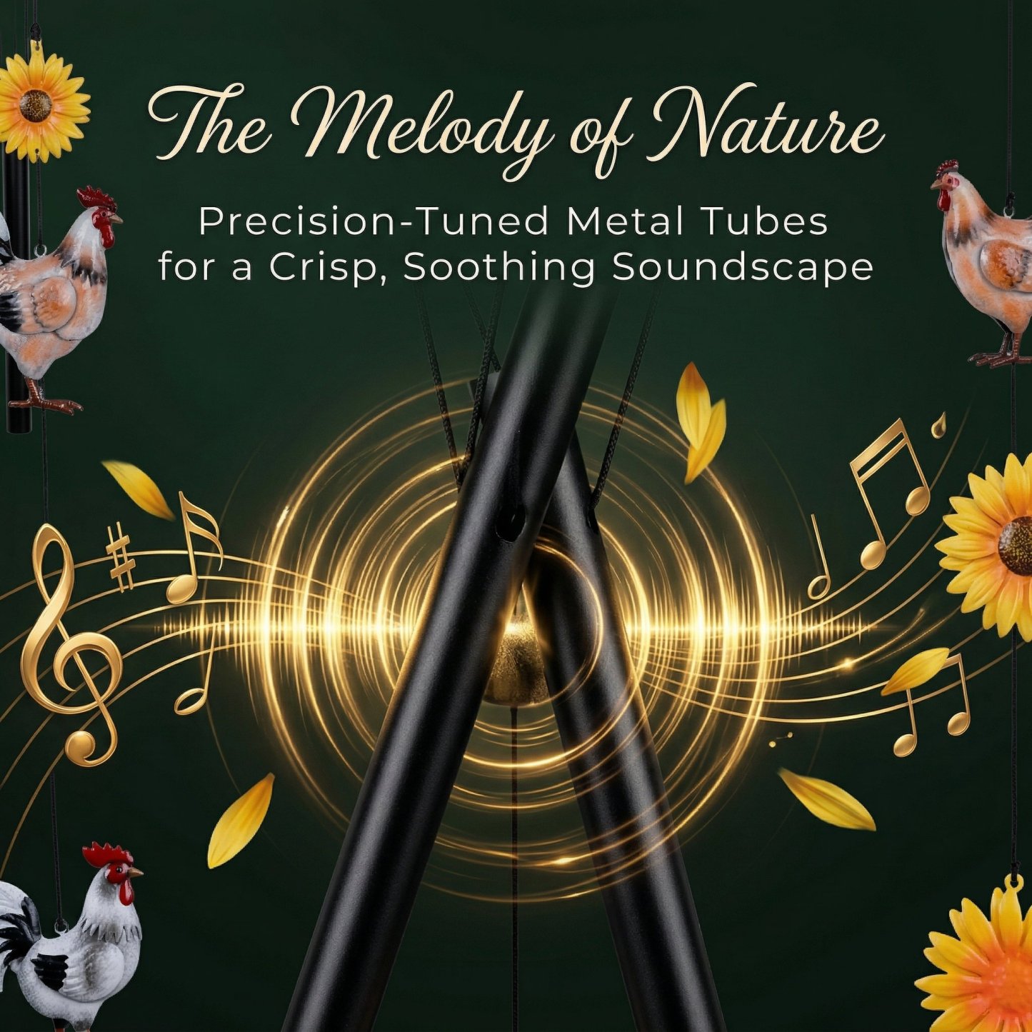 49% Off for Mother's Day🌻Vintage Metal Chicken Wind Chime with Sunflower🐔