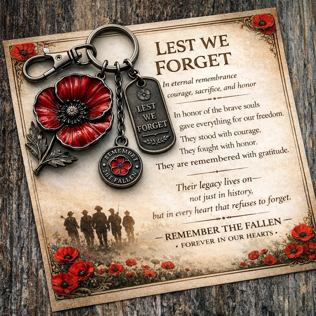 Remembrance Poppy Keychain-LEST WE FORGET