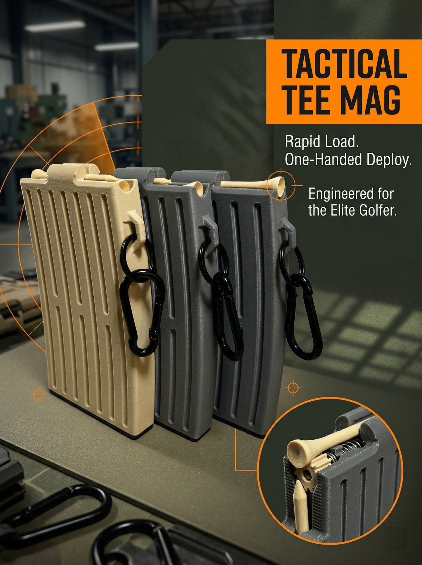 ⛳Magazine Golf Tee Dispenser | Automatic, Golf Bag Clip