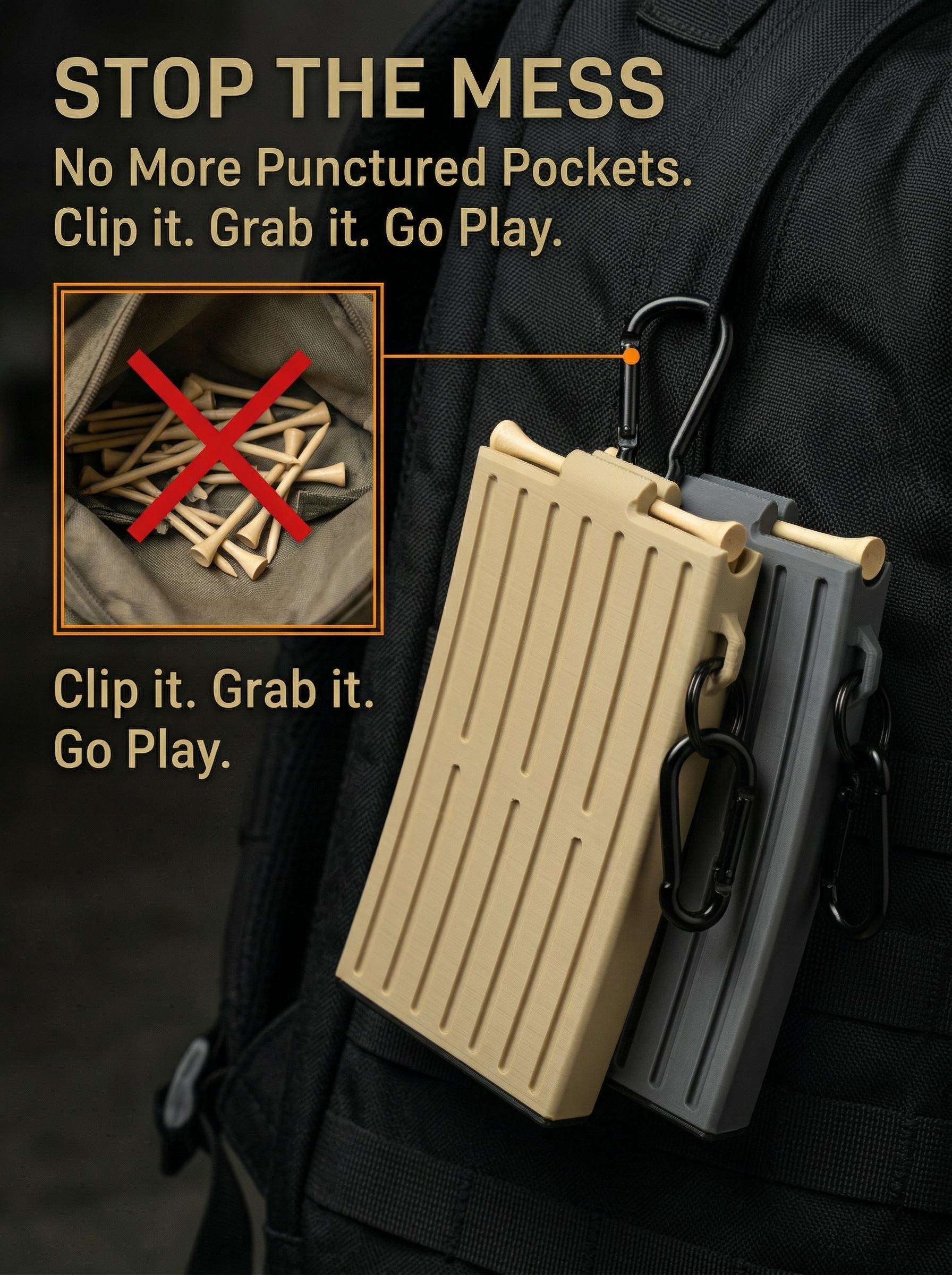 ⛳Magazine Golf Tee Dispenser | Automatic, Golf Bag Clip