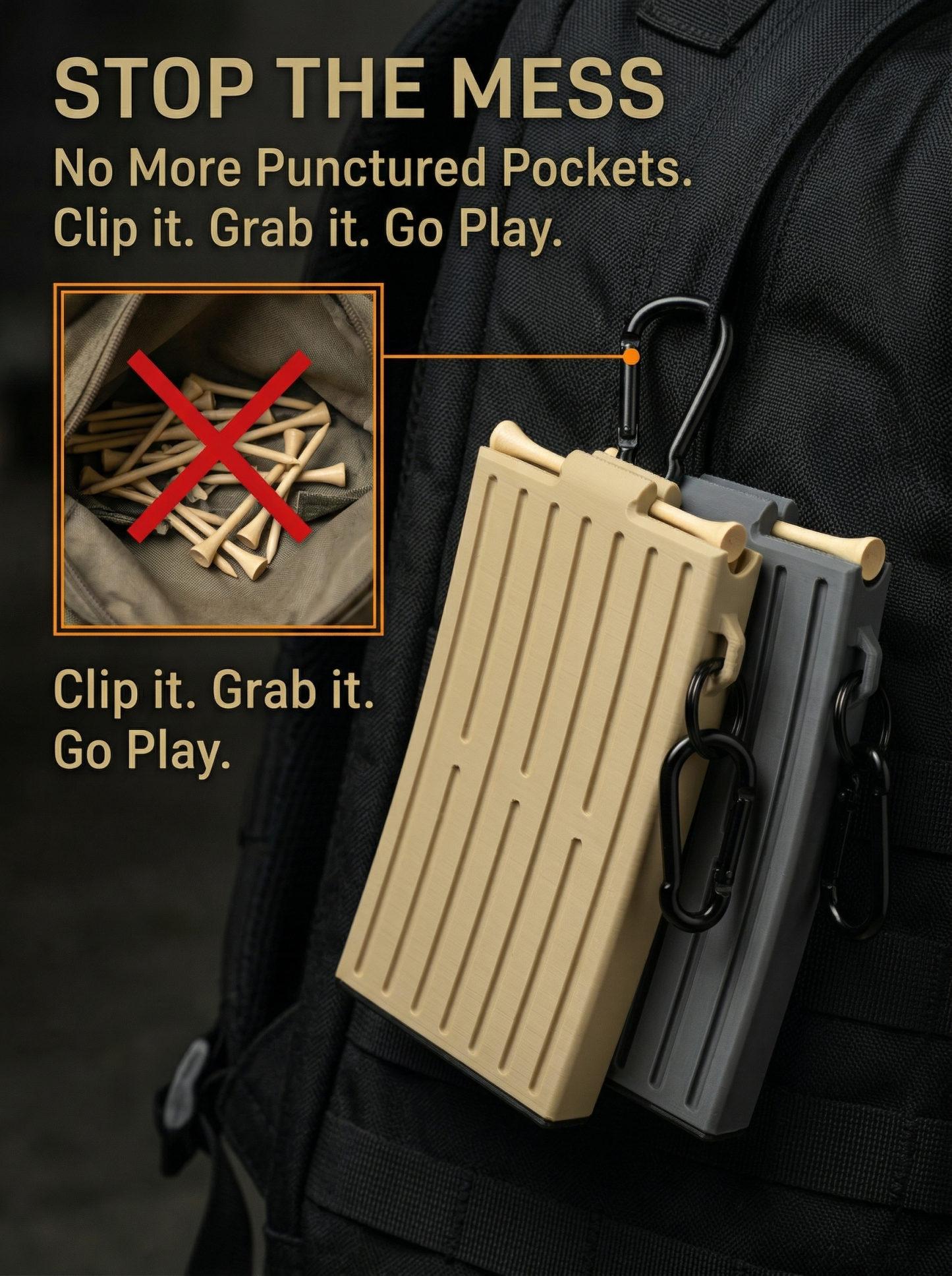 ⛳Magazine Golf Tee Dispenser | Automatic, Golf Bag Clip