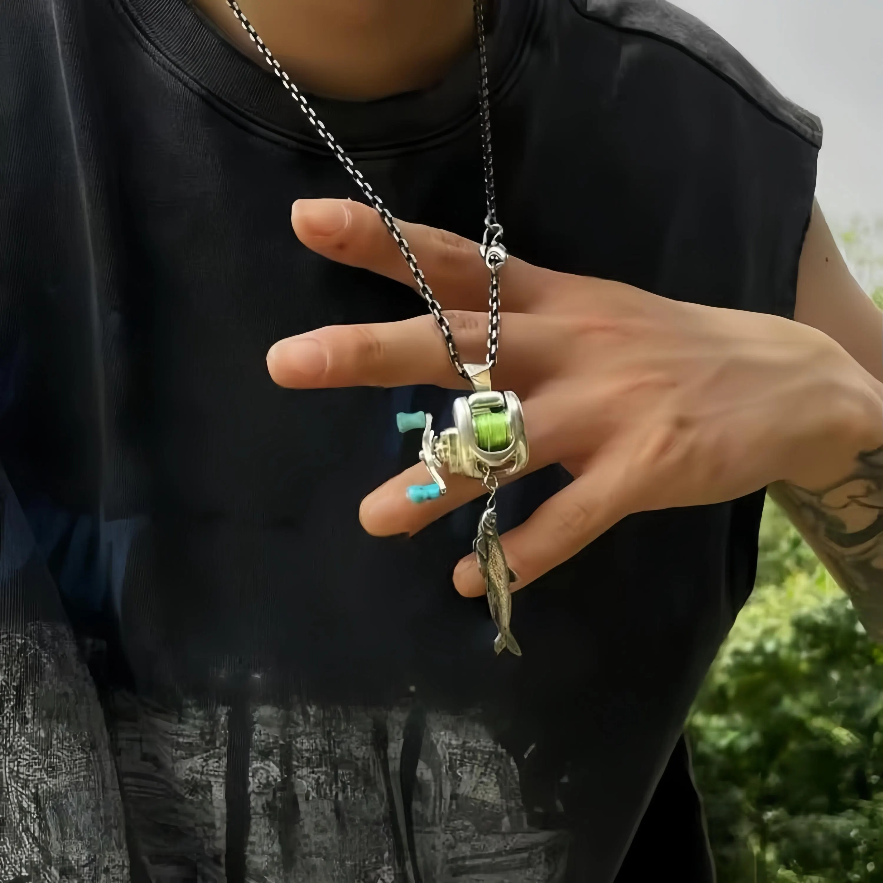 Limited Stock, First Come First Served! 🛒Rotating Mini Fishing Reel Necklace