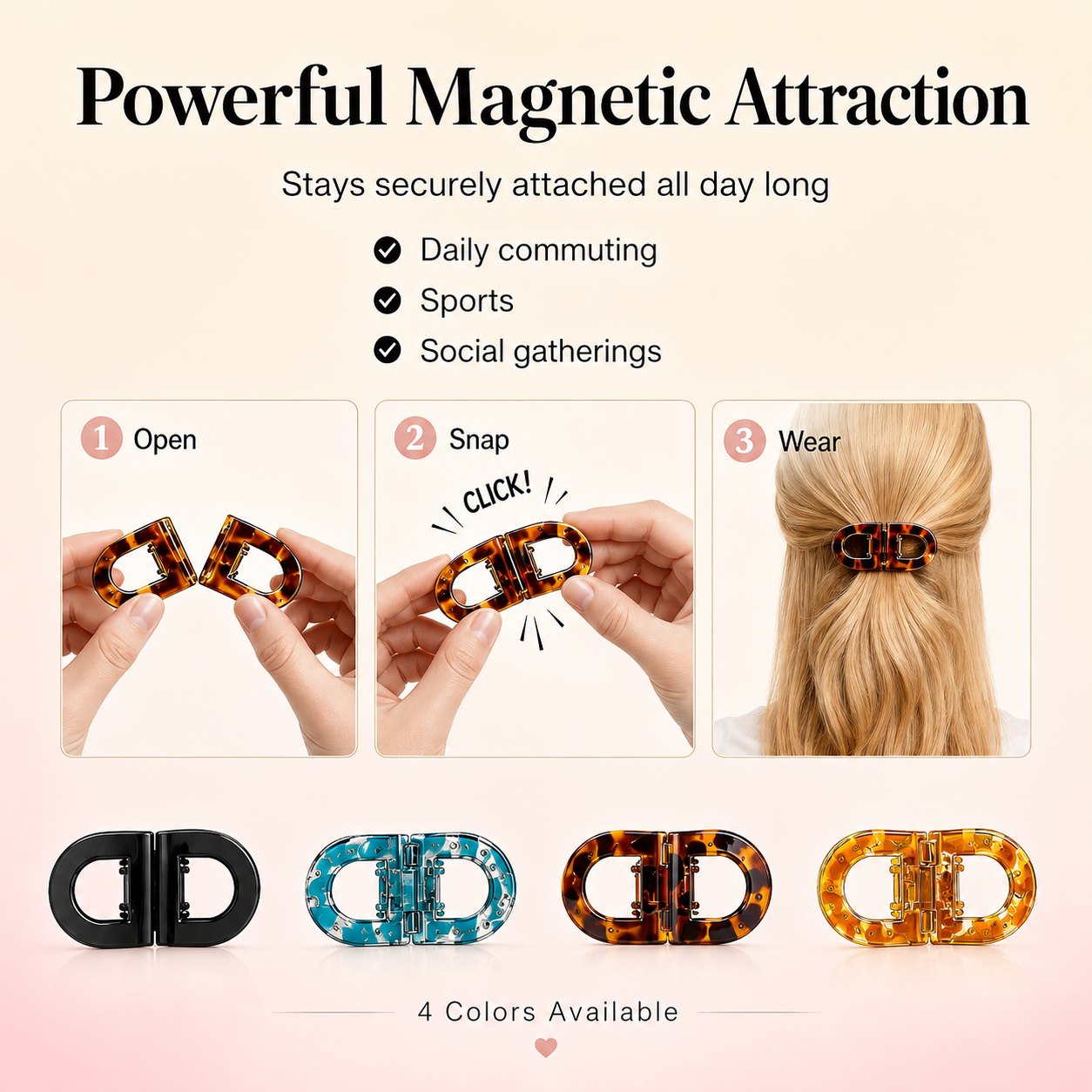 ✨ Magnetic Hair Clips For Instant Volume