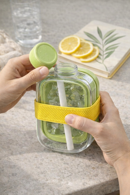 Silicone Squeeze Ice Cube Cup - Easy-Release Portable Ice Bucket & Mold with Lid