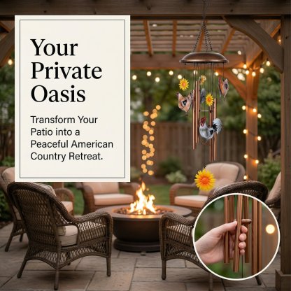 49% Off for Mother's Day🌻Vintage Metal Chicken Wind Chime with Sunflower🐔