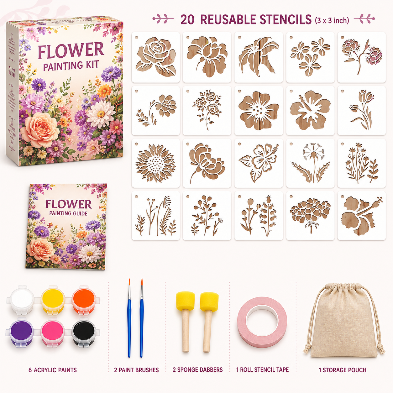 🎨 Reusable Stencil Painting Kit | Girls’ Night DIY Craft Kit