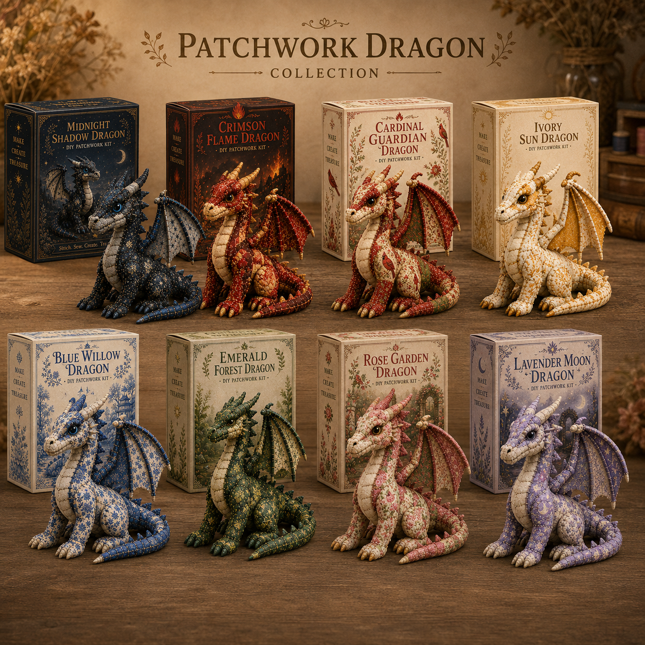 🐉 Royal Patchwork Dragon DIY Kit · Stitch Your Own Fantasy Guardian