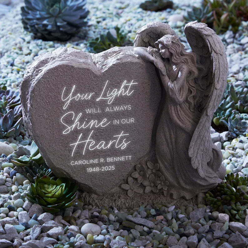 Light Up Memorial Angel Garden Stone