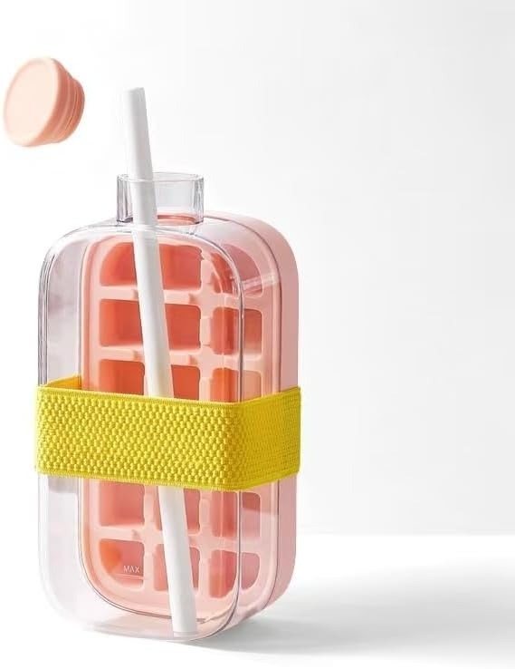 Silicone Squeeze Ice Cube Cup - Easy-Release Portable Ice Bucket & Mold with Lid