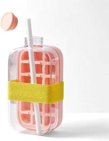 Silicone Squeeze Ice Cube Cup - Easy-Release Portable Ice Bucket & Mold with Lid