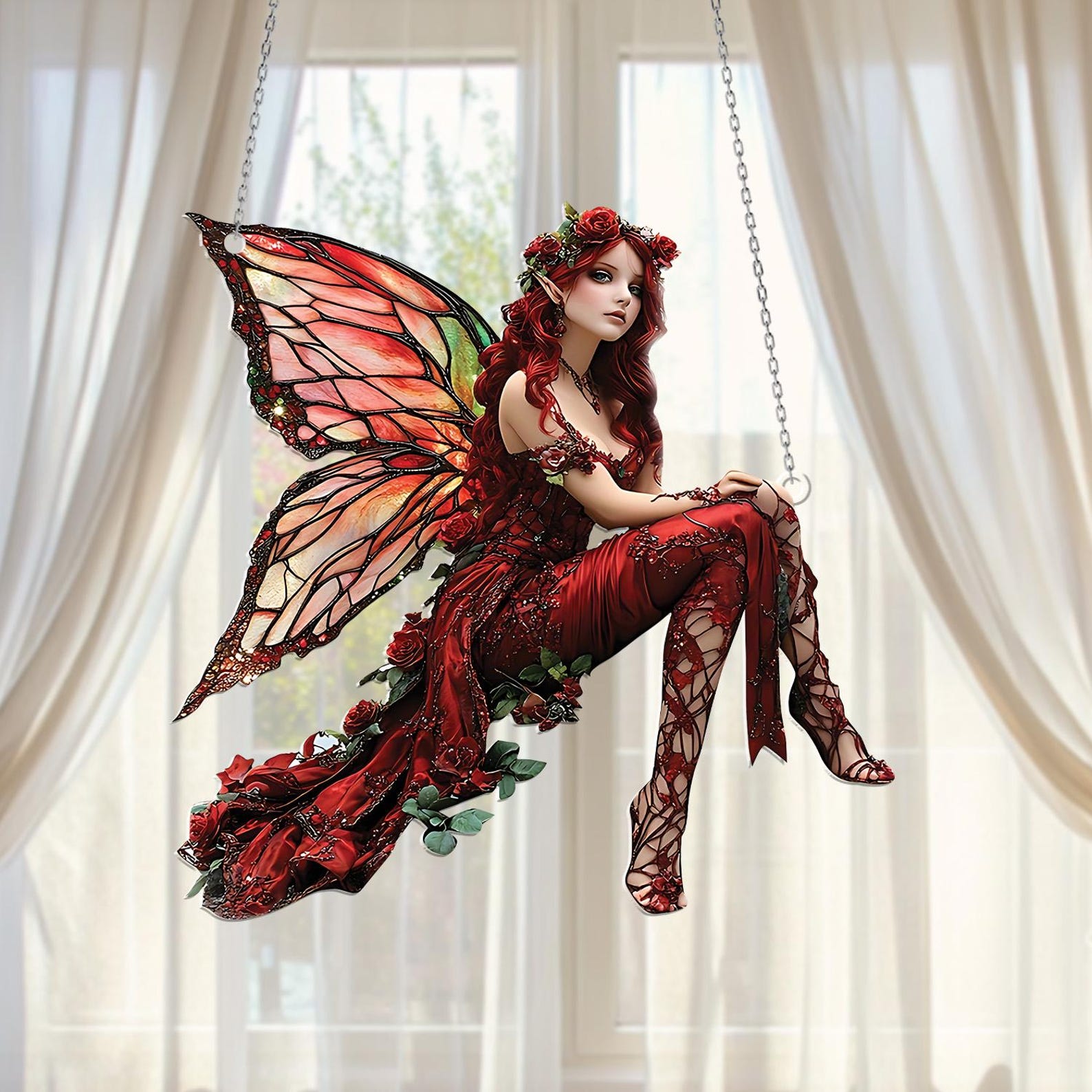 Red Fairy Window Hanging