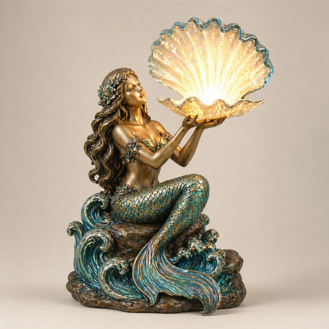Moonlit Mermaid Shell Lamp – Ocean Glow Night Light & Fantasy Room Decor
