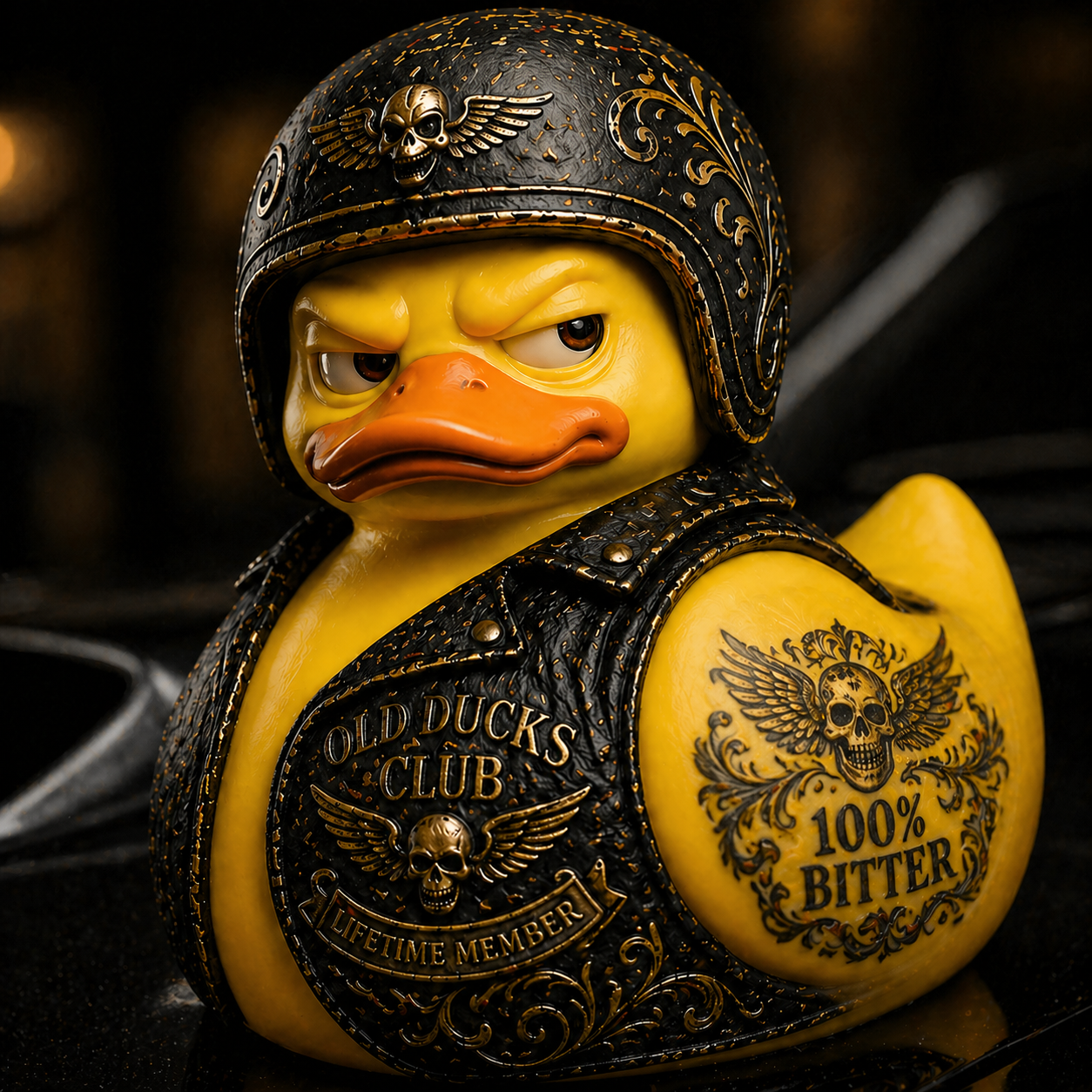 Old Ducks Club: 100% Bitter Collectible Biker Duck Figurine – Limited Edition