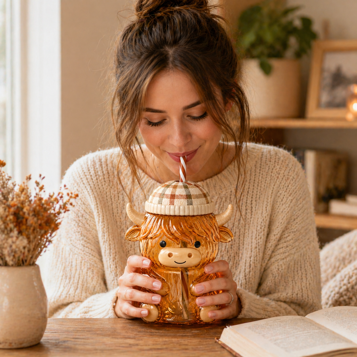 Adorable Animal Glass Sipper Cup