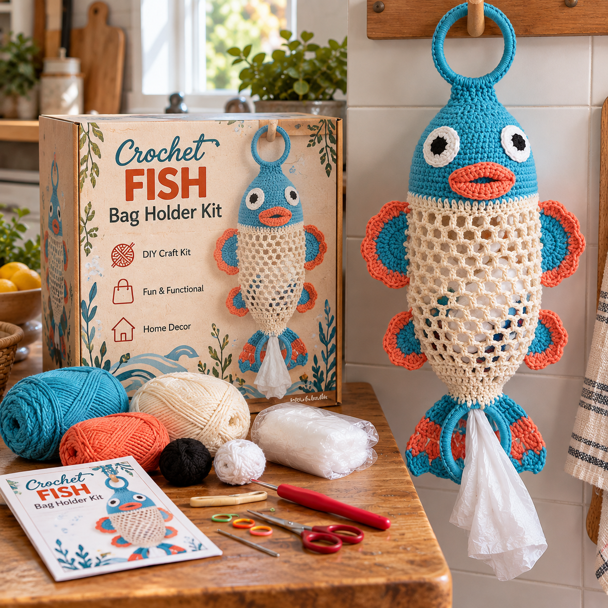 Fish Crochet Animal Bag Holder DIY Kit