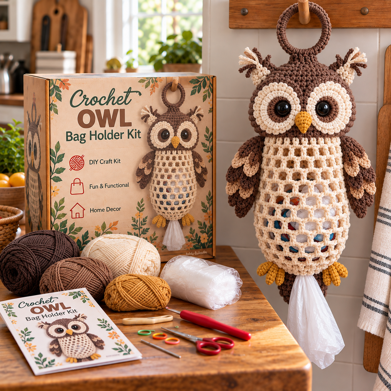 Owl Crochet Animal Bag Holder DIY Kit