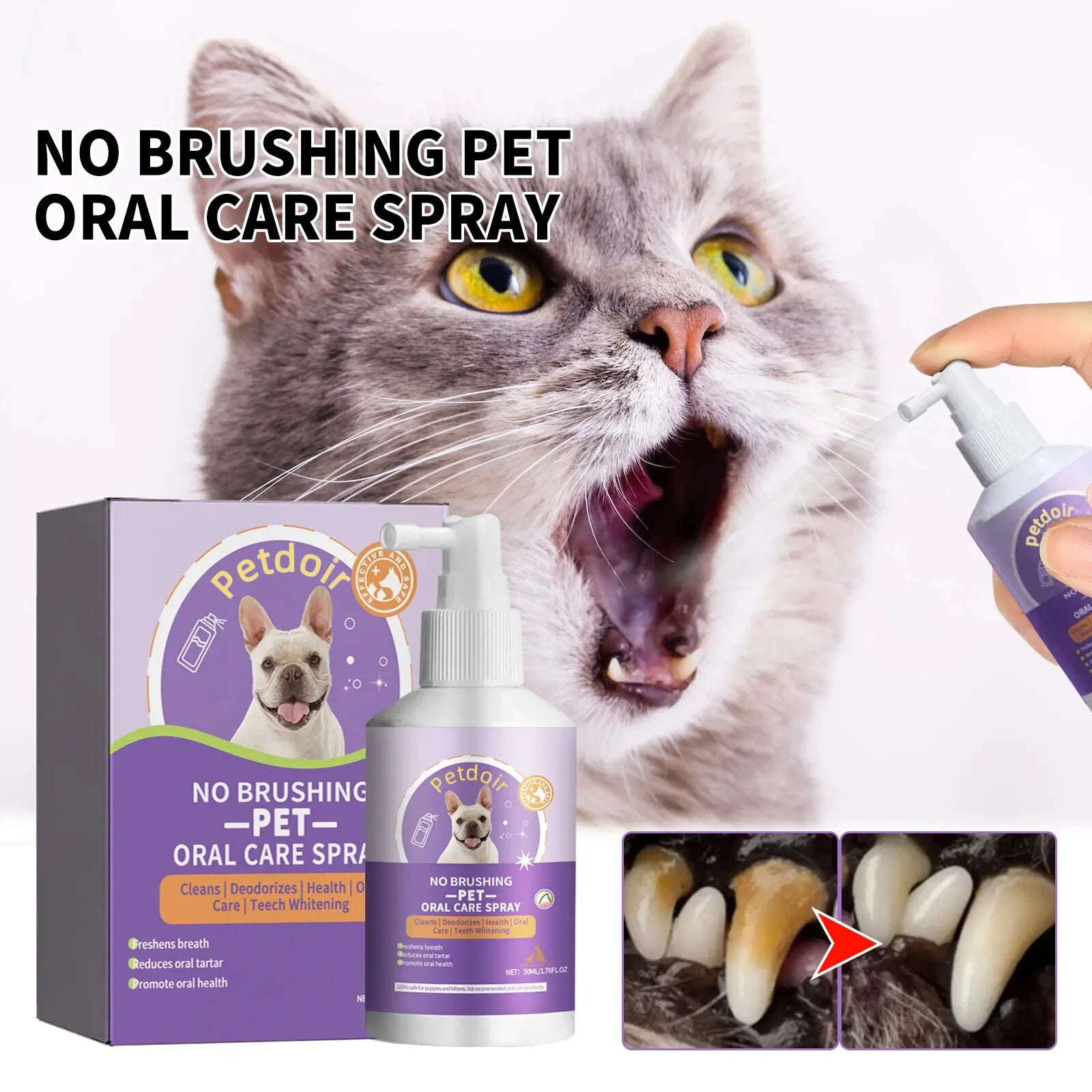 Slimmo™ Petdoir🍃No-Brushing Oral Care Spray for Dogs & Cats
