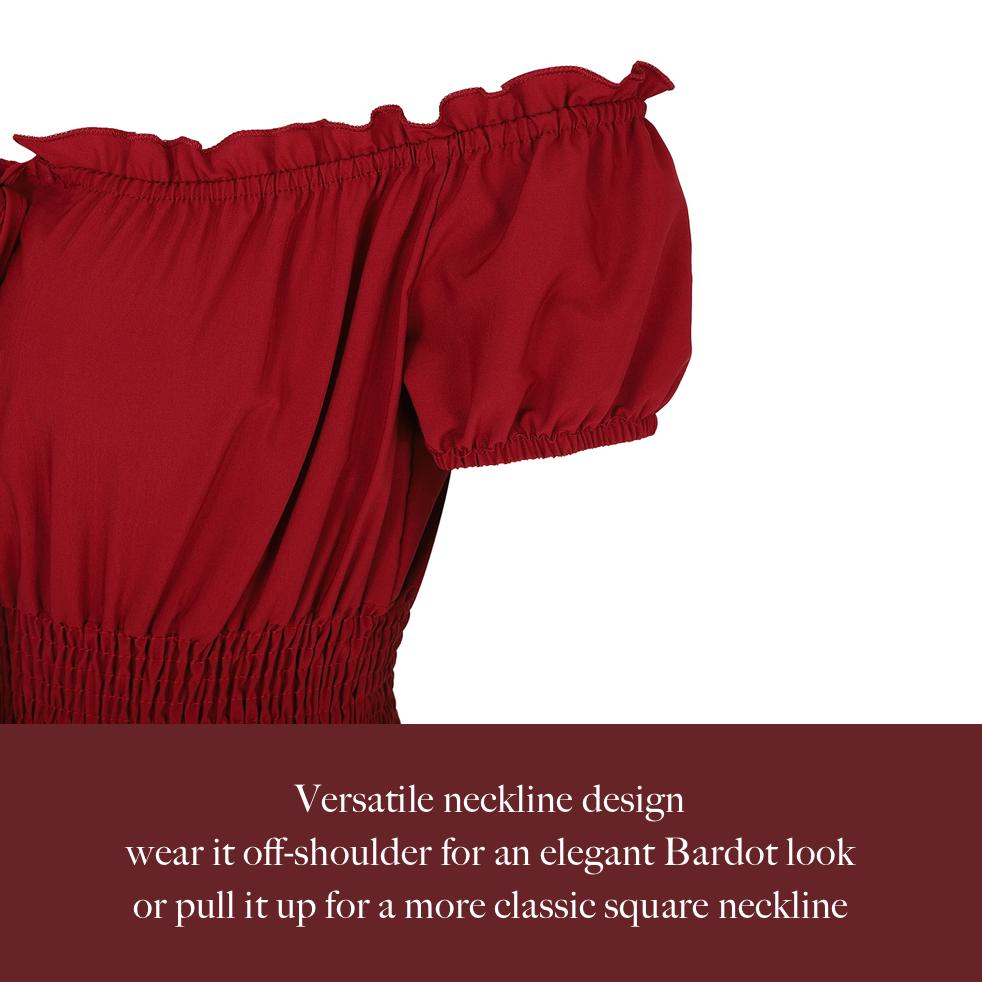 Renaissance Costume Women Medieval Irish Under Dress Retro Gown Wench Peasant Smocked Waist Long Dresses Halloween Costumes Girls Party Outfit Gothic Dress 6531-D1 Shortsleeve Minimalist
