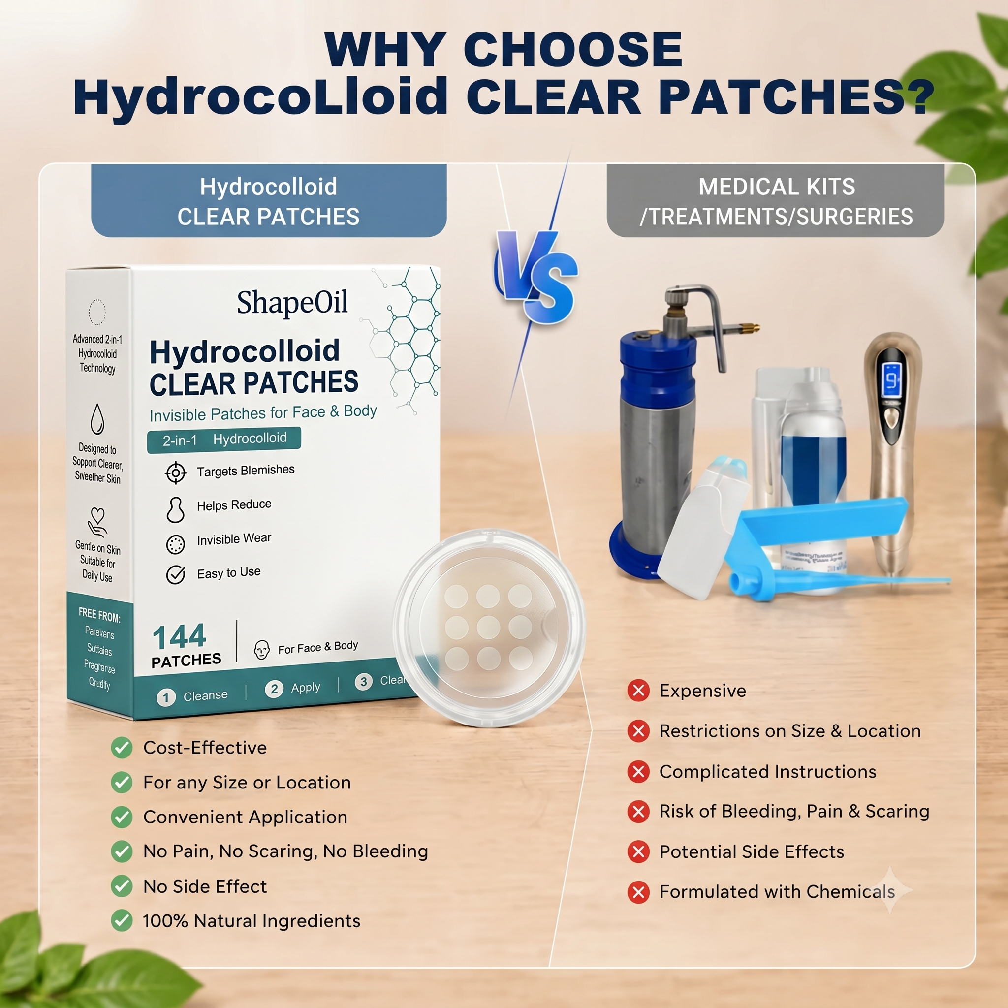 ✨2-in-1 Microneedle & Hydrocolloid Patch🍀| Removes Raised Moles, Acne, Flat Warts & Skin Tags | Helps Improve Wrinkles, Scars & Blemishes | Invisible Patches for Face & Body