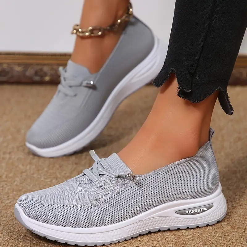 women s solid color platform sneakers breathable knit lace 0