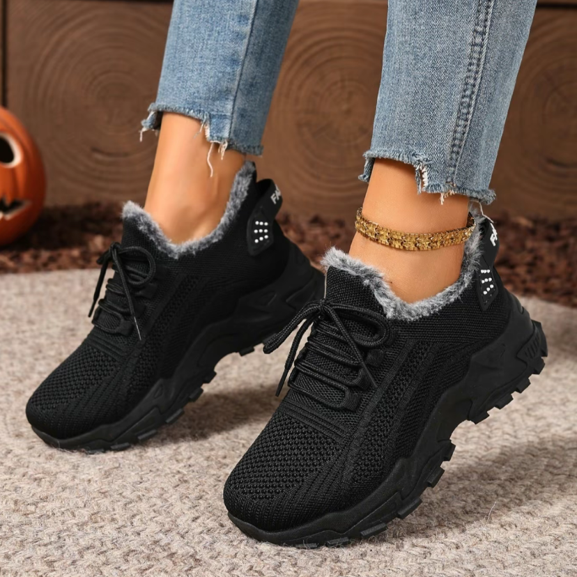 Women's plush cotton sneakers