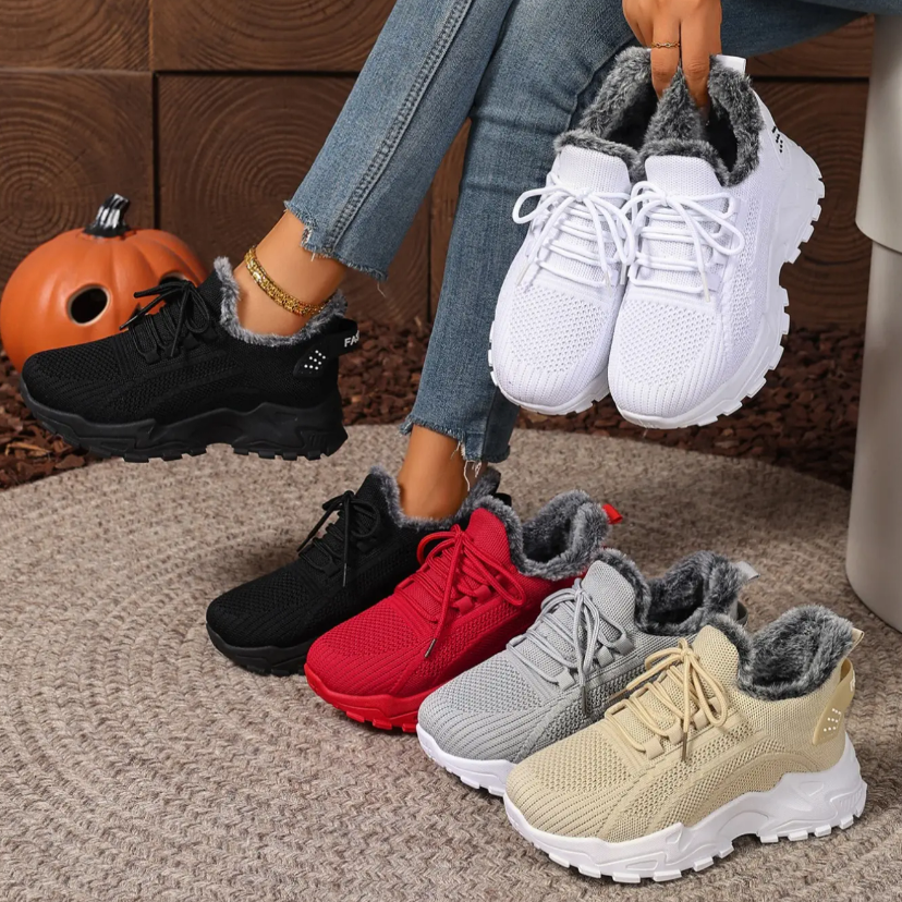 Women's plush cotton sneakers