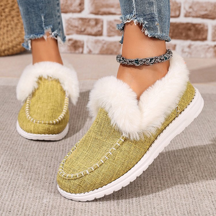 Women's velvet thickened warm flat cotton shoes