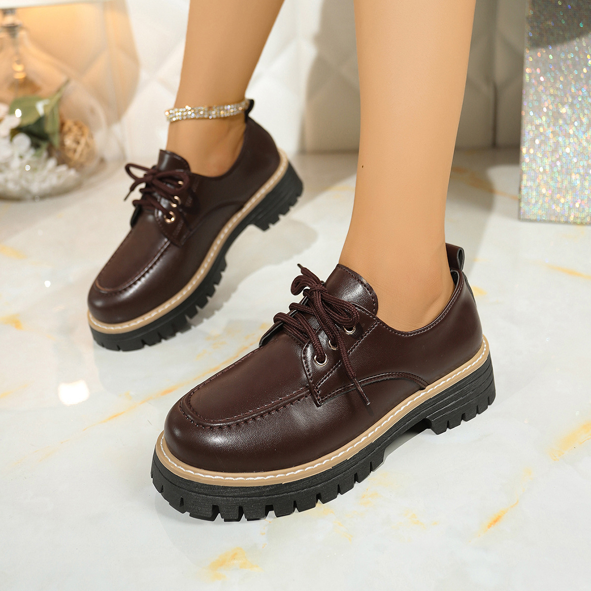 Women's platform lace-up loafers