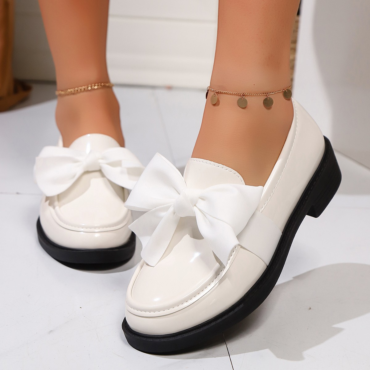 Women's anti-slip round toe slip-on loafers