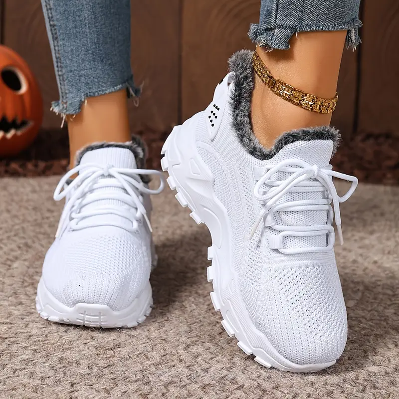 Women's plush cotton sneakers