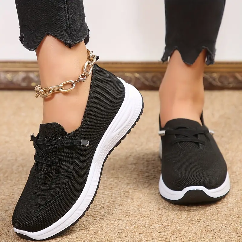 women s solid color platform sneakers breathable knit lace 3