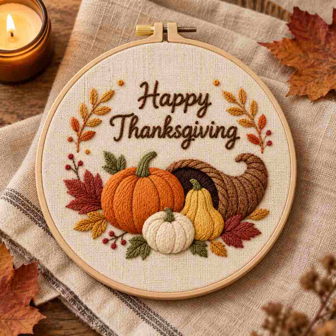 Happy Thanksgiving Embroidery Kit