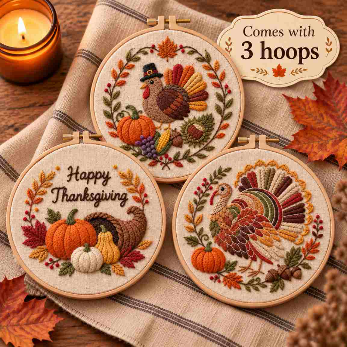 Happy Thanksgiving Embroidery Kit