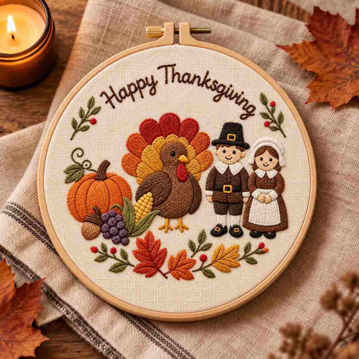 Happy Thanksgiving Embroidery Kit