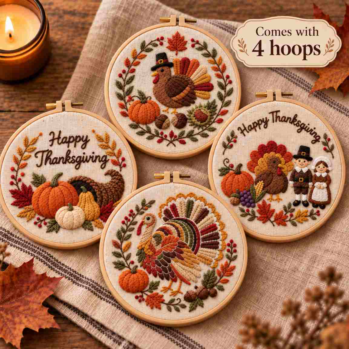 Happy Thanksgiving Embroidery Kit