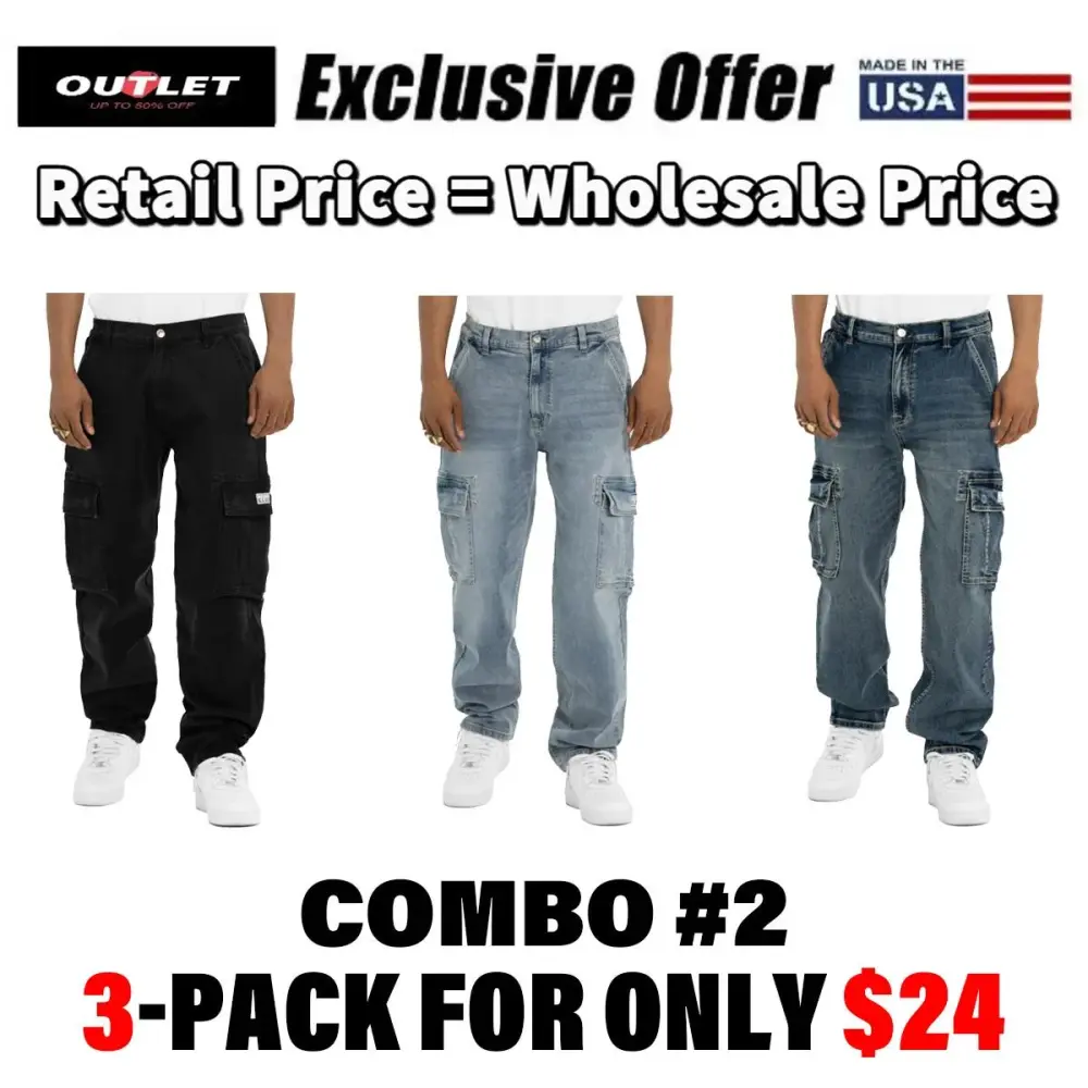 🔥Last Day Promotion! 3-Pack/6-Pack Men's Heavyweight Baggy Fit/Relaxed Fit Denim Cargo Pant