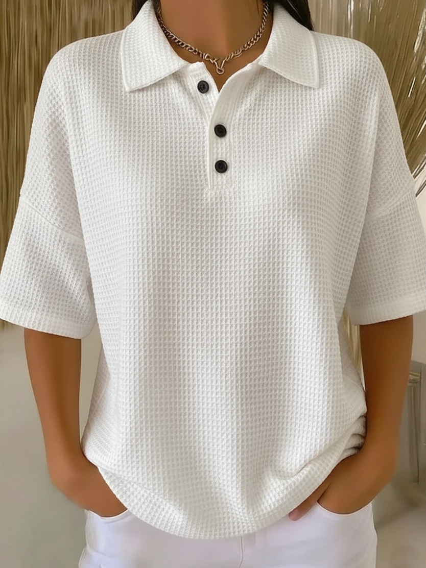 New Arrivals🔥Women's Casual Cozy Polo Collar Waffle Shirt