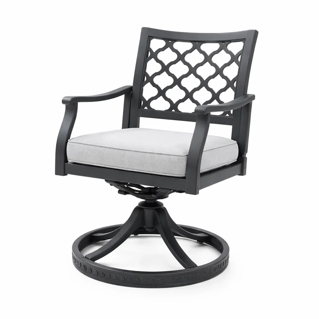 Poltrona girevole da Esterno in Alluminio con Cuscino Grigio-URBANCOMFORTHAVEN