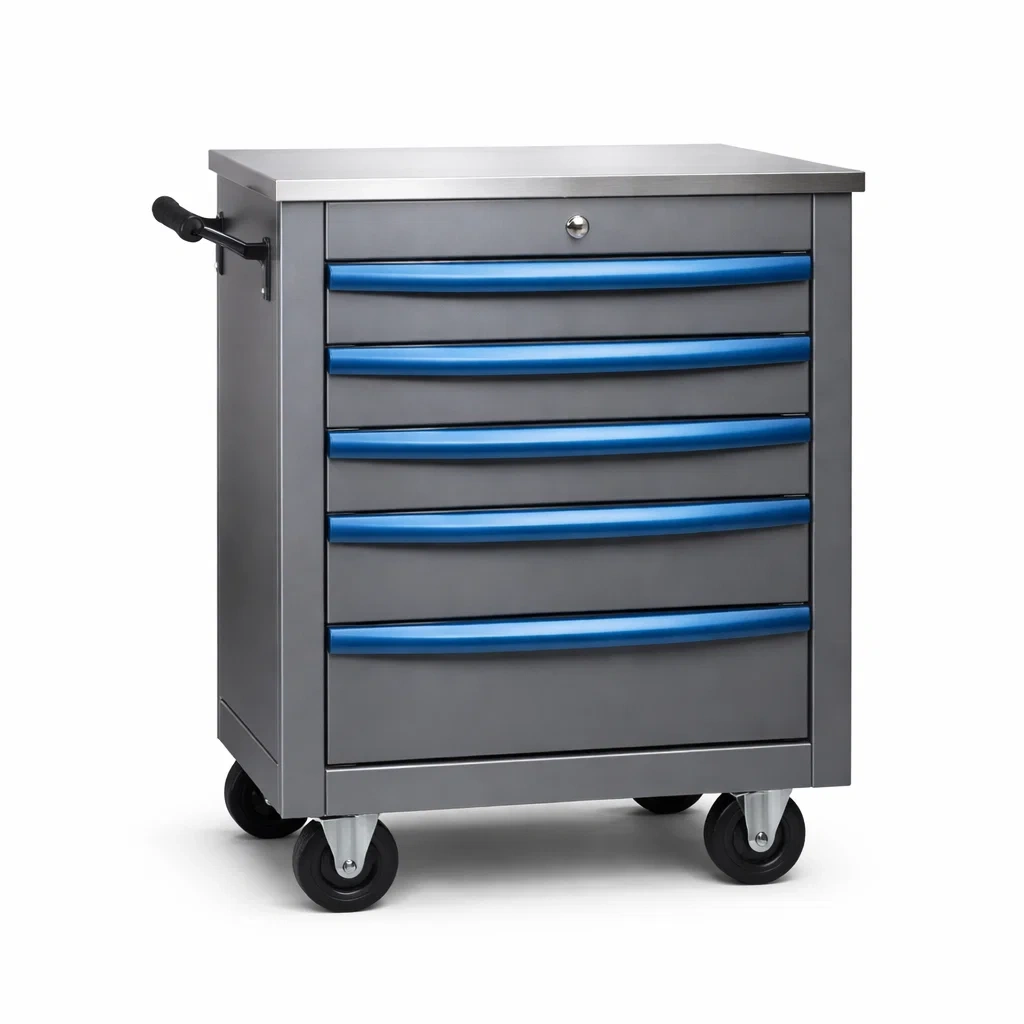 Carrello portautensili in Metallo con Cinque Cassetti e Ruote-URBANCOMFORTHAVEN