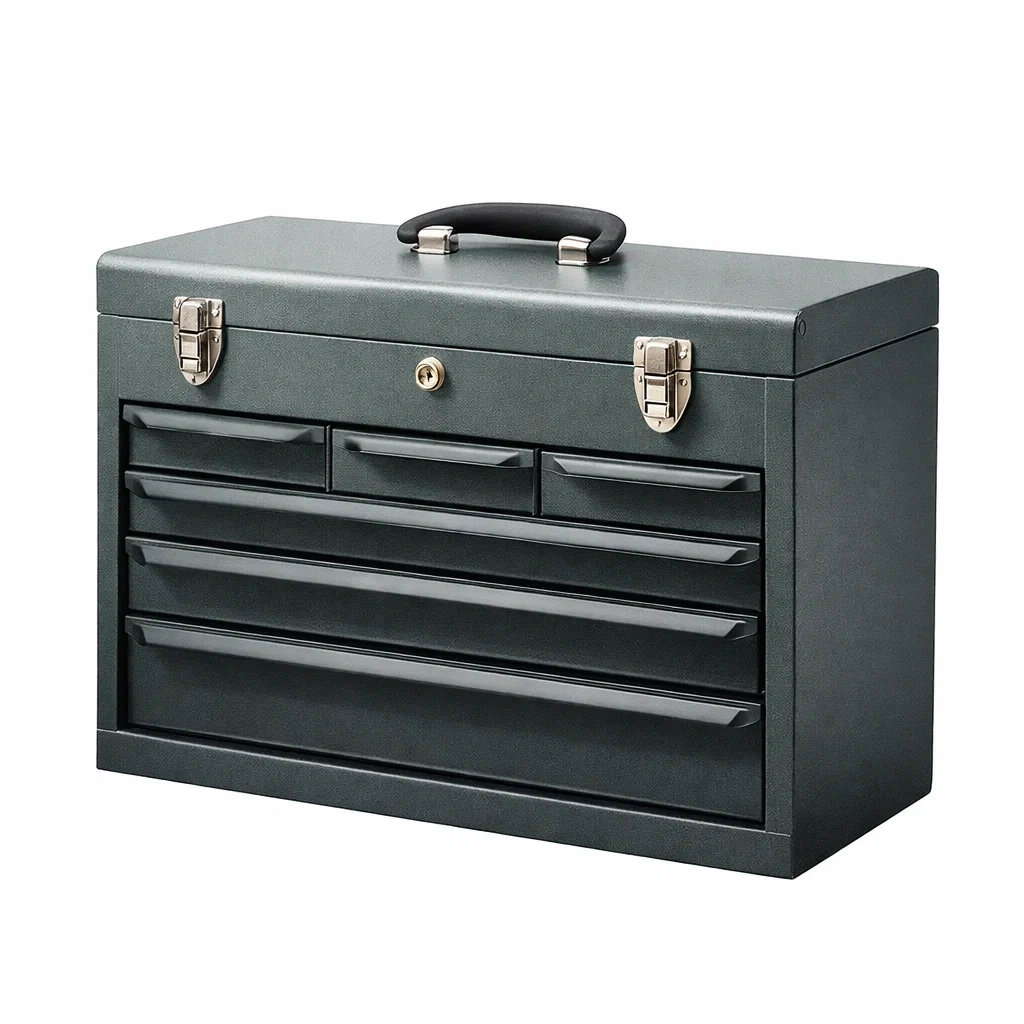 Cassetta degli attrezzi in Acciaio Nero con Sei Cassetti-URBANCOMFORTHAVEN