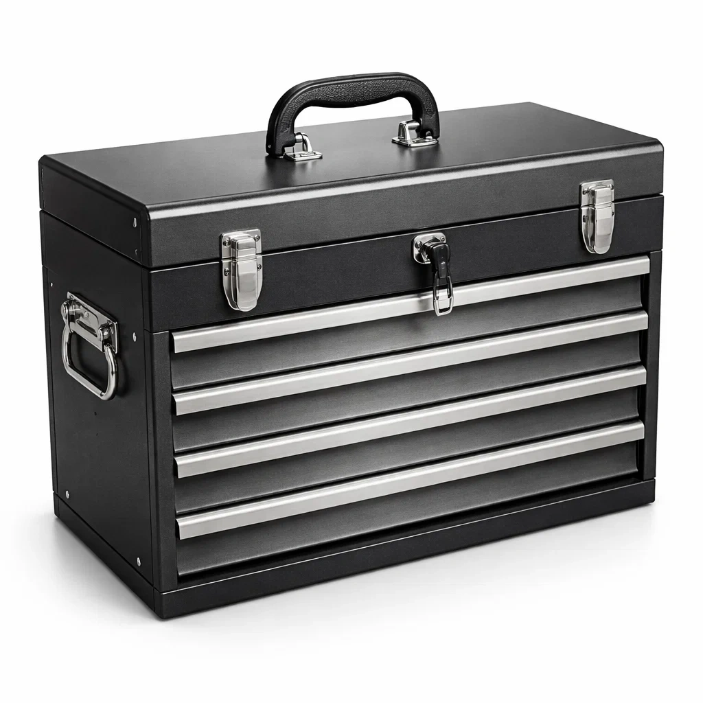 Cassetta degli attrezzi in Acciaio Nero con Quattro Cassetti-URBANCOMFORTHAVEN