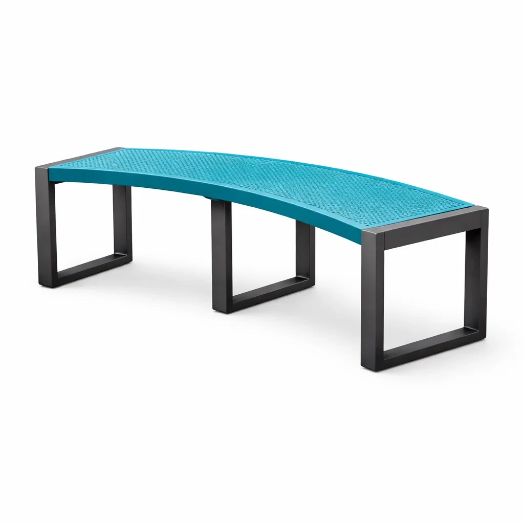 Panca Curva da Esterno in Acciaio Turchese e Nero-URBANCOMFORTHAVEN